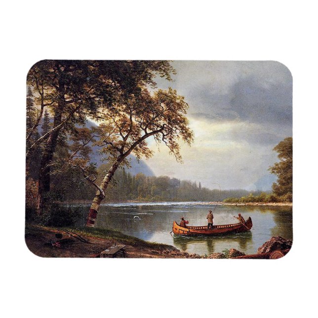 Lachsfischerei auf dem Cascapediac Albert Bierstad Magnet (Horizontal)