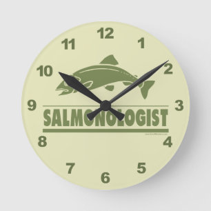 Lachsfischerei Runde Wanduhr