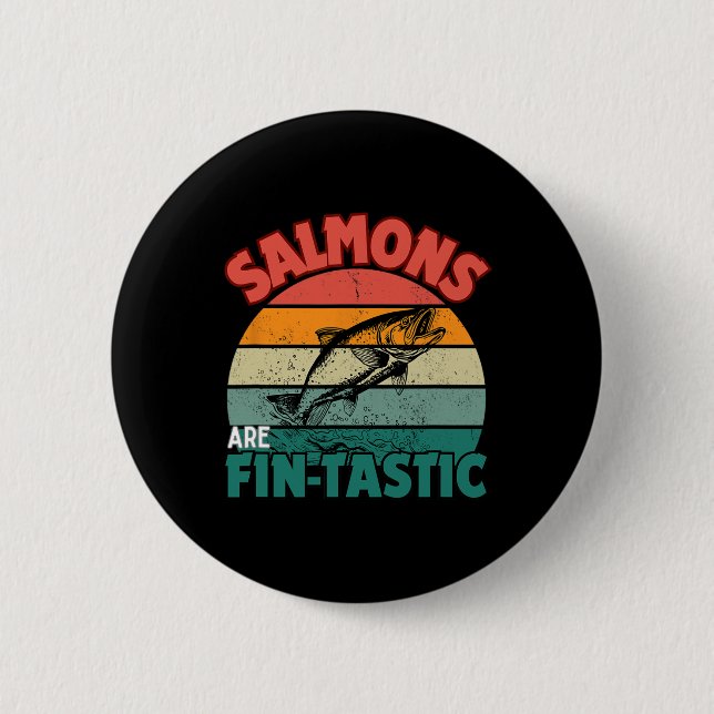Lachsfischerhemd Fischer Fisch Angeln Lachs Button (Vorderseite)