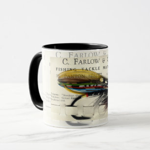 Lachsfliegen auf Karte Tasse