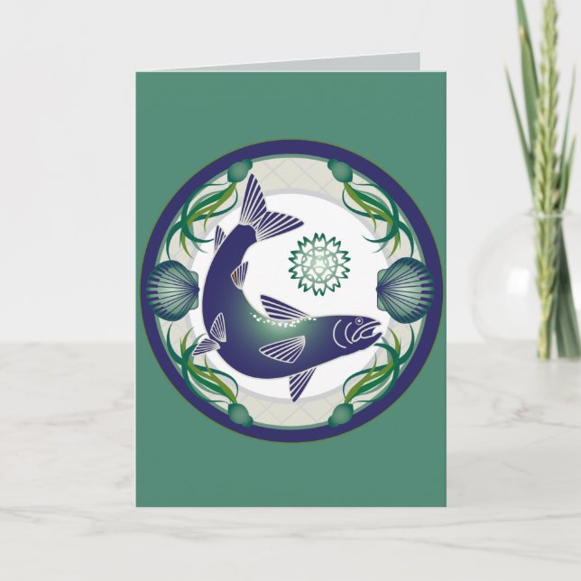 Lachsgrußkarte Karte (Vorderseite)