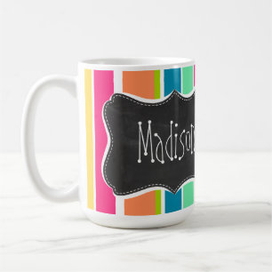 Lachsrosa & Meeresschaumgrün; Vintage-Schultafel Kaffeetasse