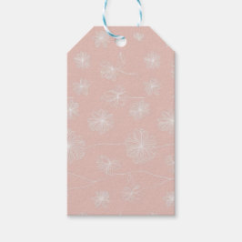 Lachsrosa mit einem zarten, weißen, floralen Vinta Geschenkanhänger