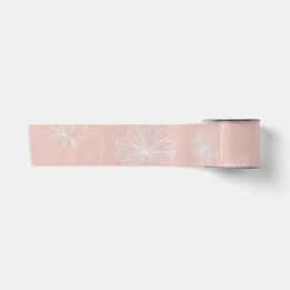 Lachsrosa mit einem zarten, weißen, floralen Vinta Satinband