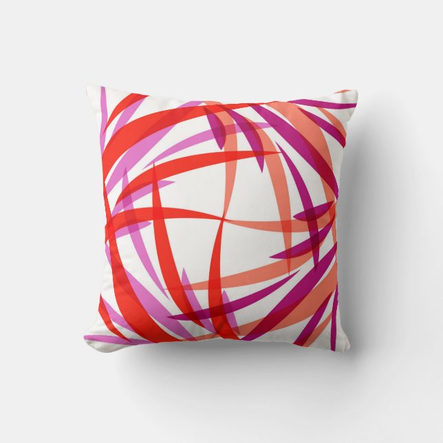Lachsrosa und lila Throw-Kissen. Julia-Stangen Kissen (Vorderseite)