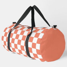 Lachsrot und weißes kariertes Muster Duffle Bag