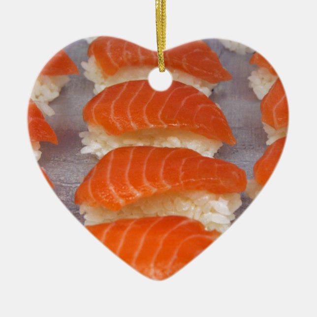 Lachssushi - Sashimi Keramik Ornament (Vorne)