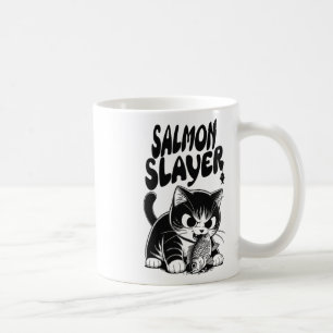 Lachsvernichter Lustige Katze Fischen Lachs Fisch Kaffeetasse