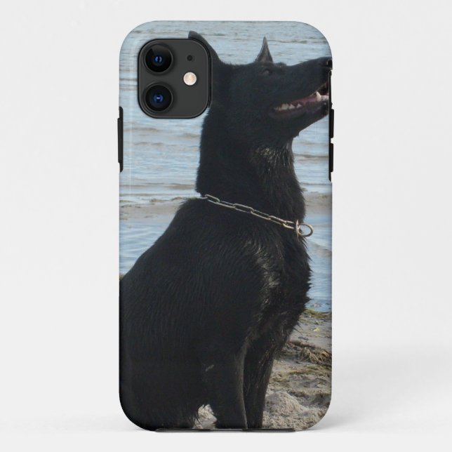 Lack-schwarzer Schäferhund Case-Mate iPhone Hülle (Rückseite)