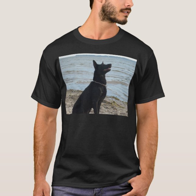 Lack-schwarzer Schäferhund T-Shirt (Vorderseite)