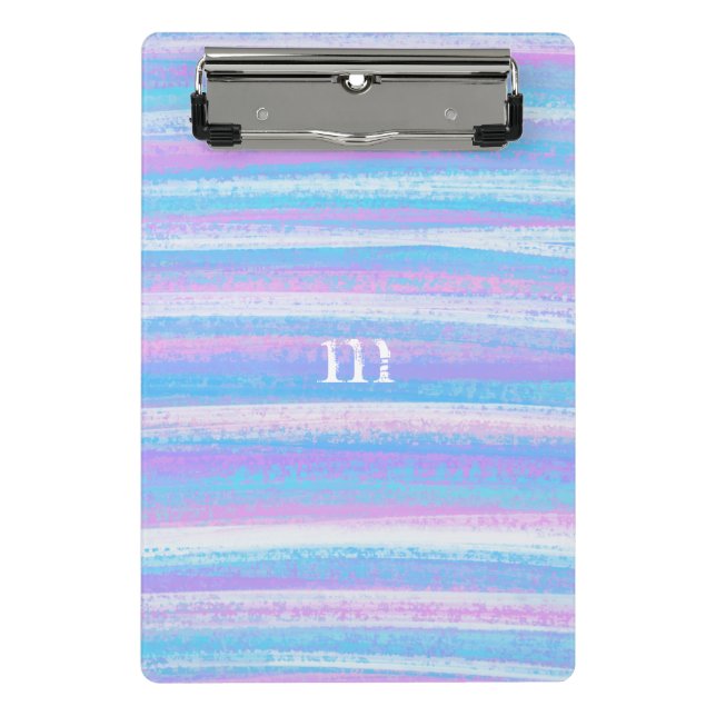Lackierte Acrylstreifen Türkis Pink Lila Mini Klemmbrett (Vorderseite)