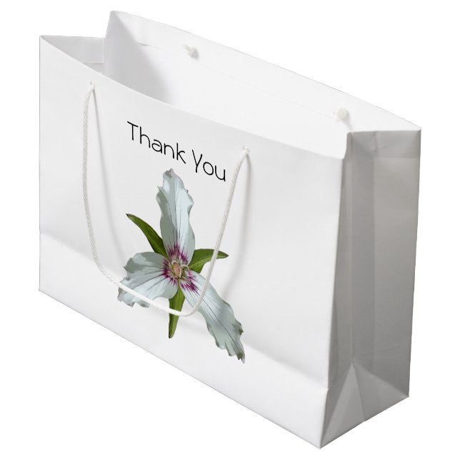 Lackierte Trillium Spring Wildblume Geschenktasche Große Geschenktüte (Vorderseite Schrägansicht)