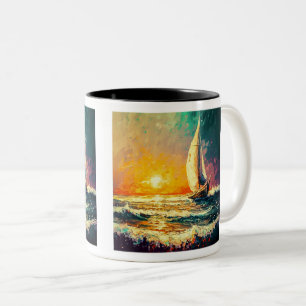 Lackiertes Segelboot Zwei-Tone-Tasse, 11 oz Zweifarbige Tasse