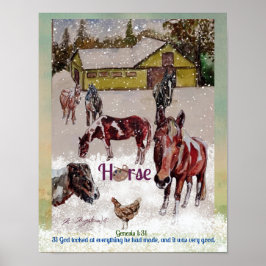 Lackpferd, Winterszene Poster