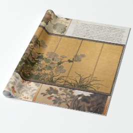 Lacquated Chrysanthemums Coromandel Screens Geschenkpapier