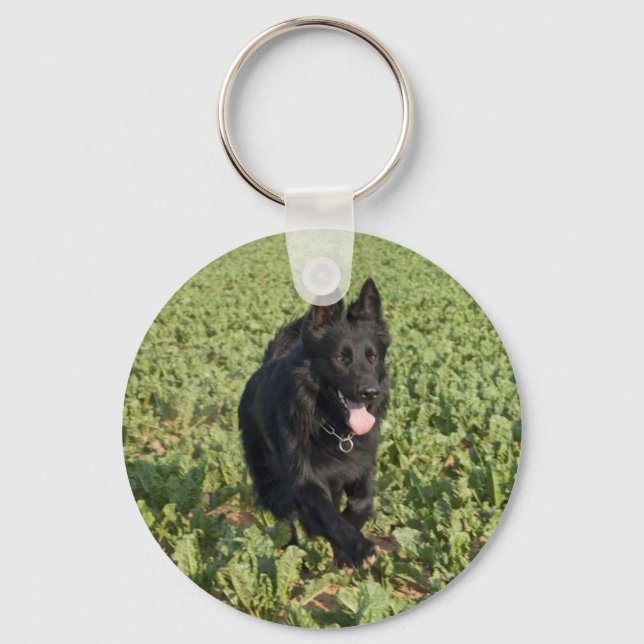 Lacquer Black German Shepherd Schlüsselanhänger (Vorderseite)