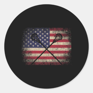 Lacrosse 4. Juli Geschenk American Flag USA - Ball Runder Aufkleber