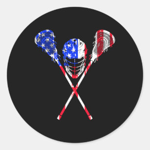 Lacrosse American Flag Geschenk Design Lax Player Runder Aufkleber