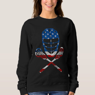 Lacrosse American Flag Lax Helm Stöcke 4. Juli Sweatshirt