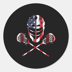 Lacrosse American Flag Lax Helmet Sticks 4. Ju Runder Aufkleber