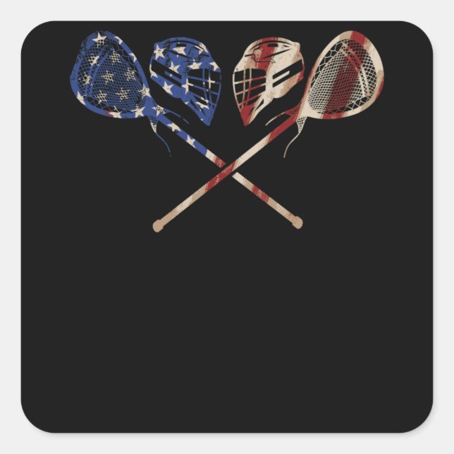Lacrosse American Flag Lax Helmet Sticks 4 Juli Quadratischer Aufkleber (Vorderseite)