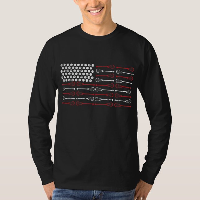Lacrosse American Flag Lax Mama Design T-Shirt (Vorderseite)