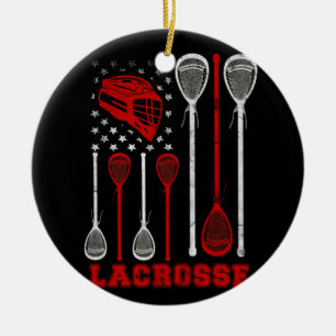 Lacrosse American Flag Lax Sport Keramik Ornament