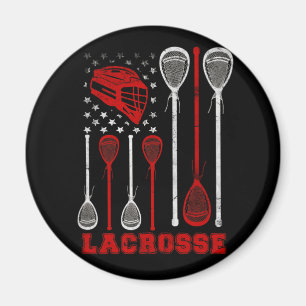 Lacrosse American Flag Lax Sport Magnet