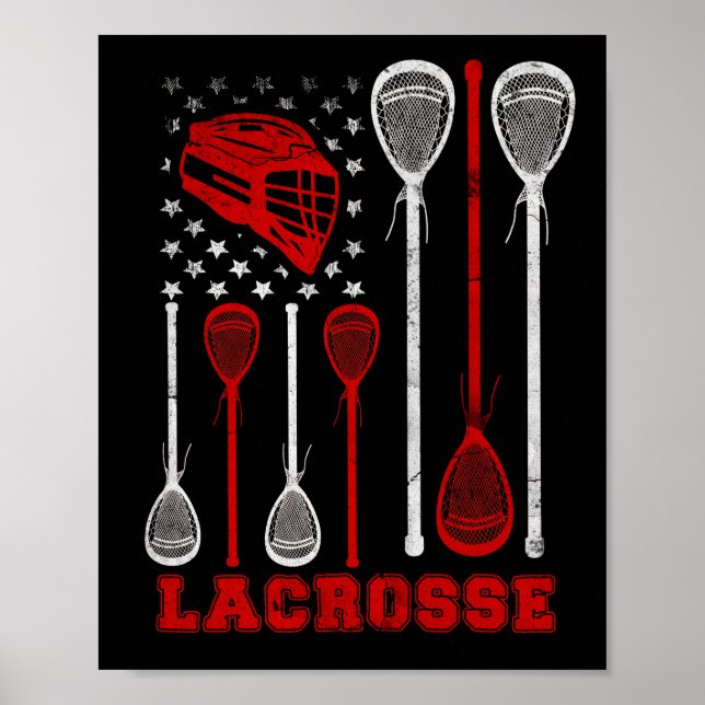 Lacrosse American Flag Lax Sport Poster (Vorne)