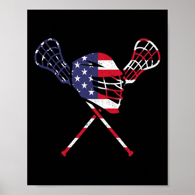 Lacrosse American Flag Poster (Vorne)