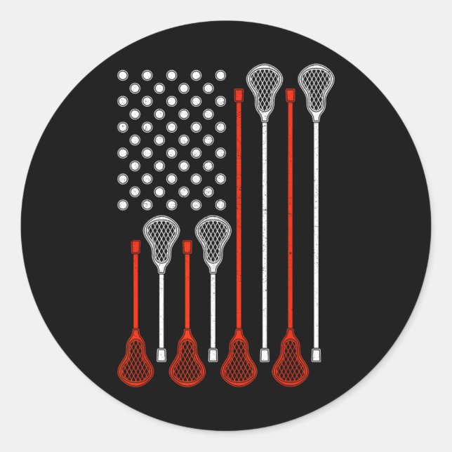 Lacrosse American Flag - USA Patriotic Lax Runder Aufkleber (Vorderseite)