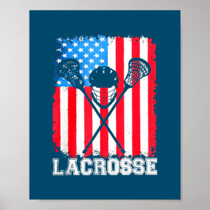 Lacrosse American Flag Vintag 4. Juli Poster
