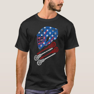 Lacrosse American Vintag Flag Lax Helmet Stick 4t T-Shirt