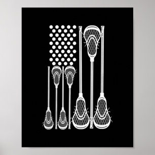 Lacrosse Amerikanische Flagge Kreuz Lacrosse-Schlä Poster