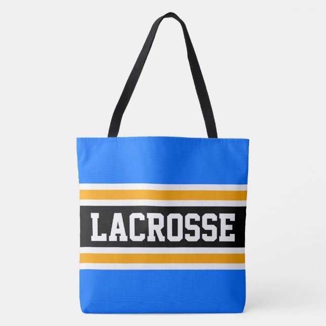 LACROSSE Athletic Bright Blue Black Yellow Strips Tasche (Vorderseite)