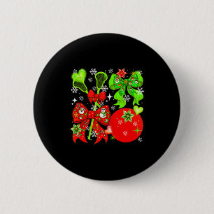 Lacrosse-Ausrüstung Weihnachten Spieler Team Bunt  Button