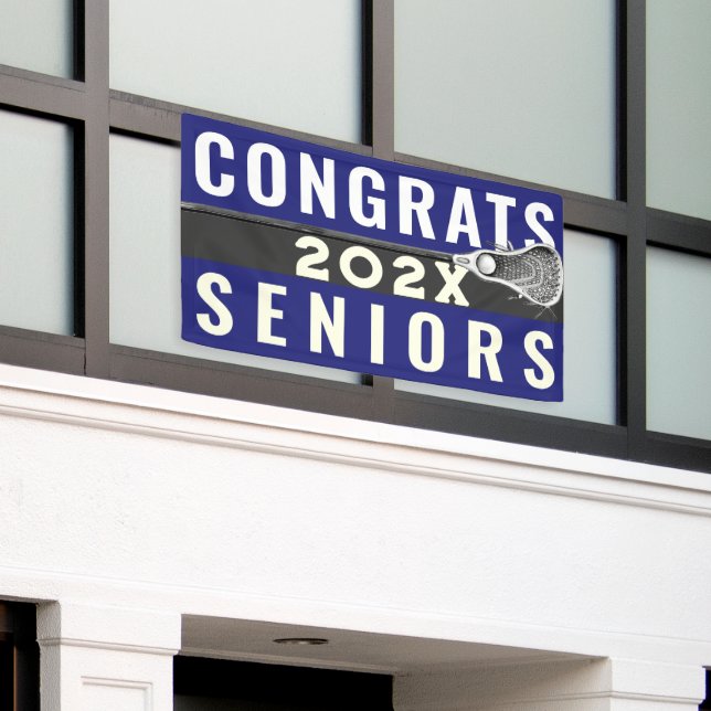 Lacrosse Banner für Senior Night Glückwunschs (Äußeres Gebäude)