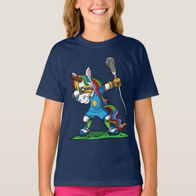 Lacrosse-betupfender Einhorn-Klecks LOCKER T-Shirt (Vorderseite)