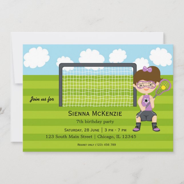 Lacrosse Birthday Girl Einladung (Vorderseite)
