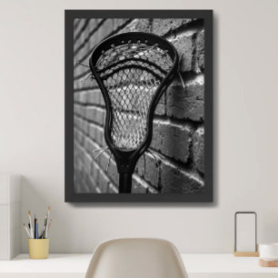 Lacrosse Black and White Brick Wall Foto Poster