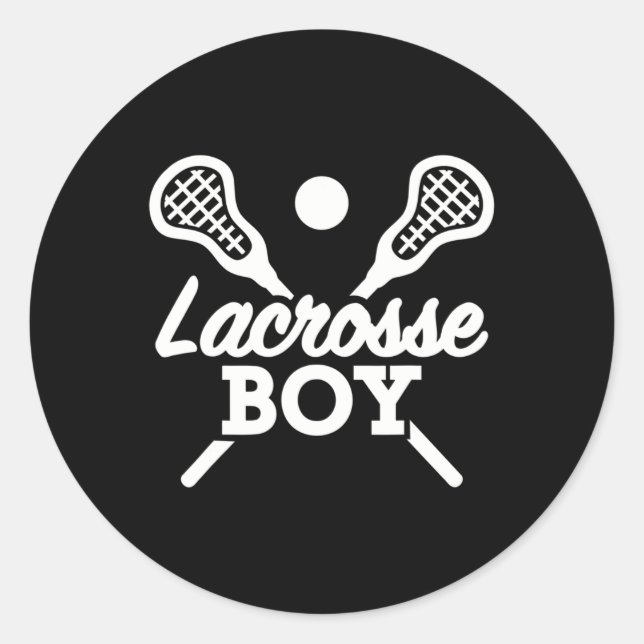 Lacrosse Boy Runder Aufkleber (Vorderseite)
