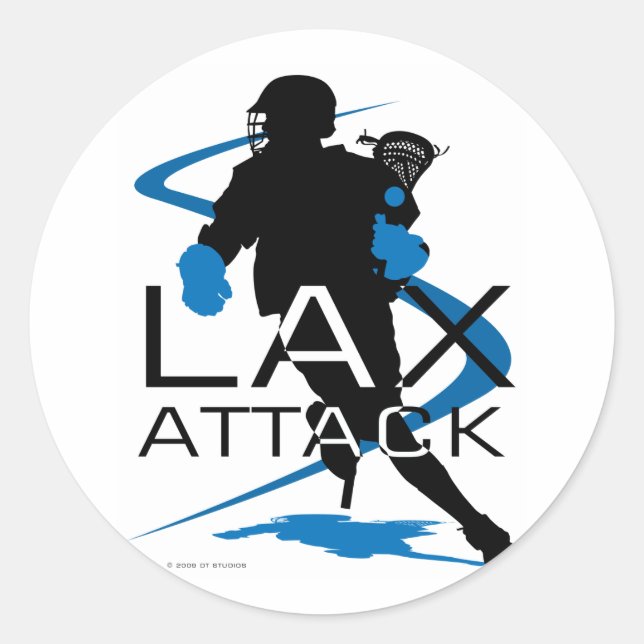 Lacrosse Boys LAX Attack Blue Runder Aufkleber (Vorderseite)