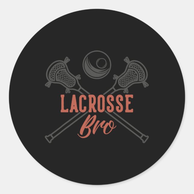 Lacrosse Bro Runder Aufkleber (Vorderseite)