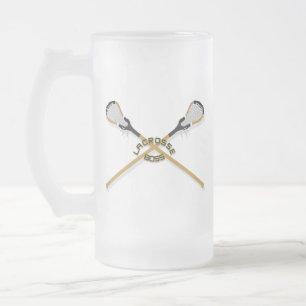 Lacrosse-Chef gekreuzte Stöcke Mattglas Bierglas