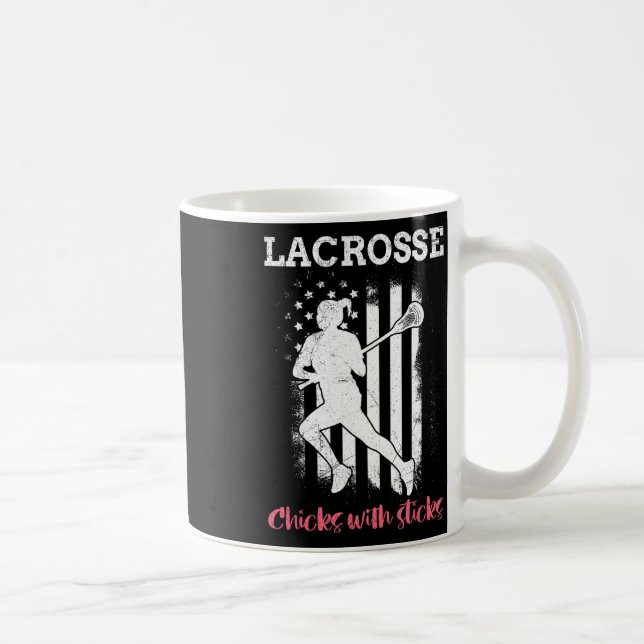 Lacrosse Chicks mit Sticks Lacrosse Kaffeetasse (Rechts)