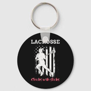 Lacrosse Chicks mit Sticks Lacrosse Schlüsselanhänger