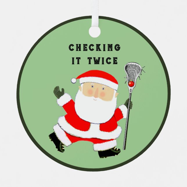Lacrosse Christmas Collectible Ornament Aus Metall (Vorderseite)