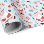 Lacrosse Christmas Geschenkpapier<br><div class="desc">Einzigartiges Lacrosse-Urlaubserlebnis mit Santa Laxe-Spieler und Weihnachtscreme-Design, um die Urlaubssaison zu bejubeln.</div>