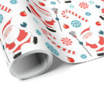Lacrosse Christmas Geschenkpapier<br><div class="desc">Kreative Lacrosse-Weihnachtsgeschenk-Verpackung mit lustigen Weihnachtscreme und Santa Laxe-Spieler-Design, um den Feiertag zu feiern.</div>