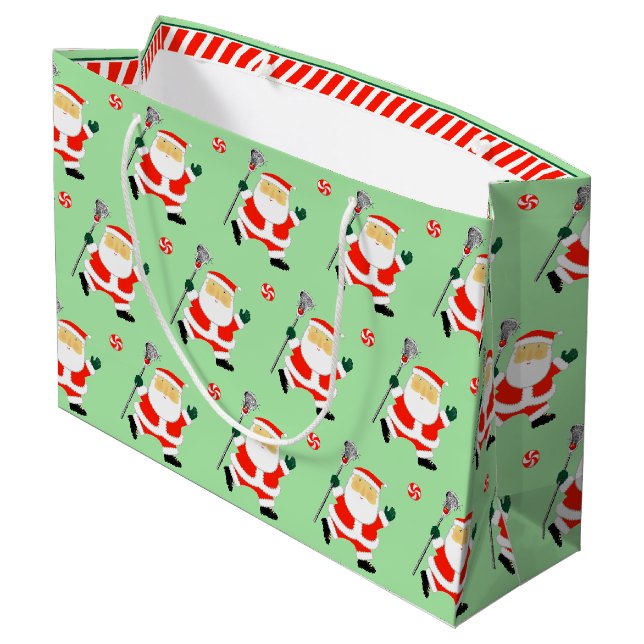 Lacrosse Christmas Holiday Große Geschenktüte (Rückseite Schrägansicht)